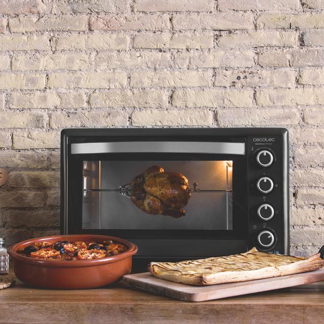 Cecotec Bake&Toast 750 Gyro. Horno Sobremesa de 2000 W Capacidad 46 L 12 Modos Temperatura hasta 230ºC y Temporizador hasta 60 Minutos Incluye Accesorio Rustidor con pinzas Negro Horno sobremesa convección eléctrico 46 litros Devoluciones gratuitas