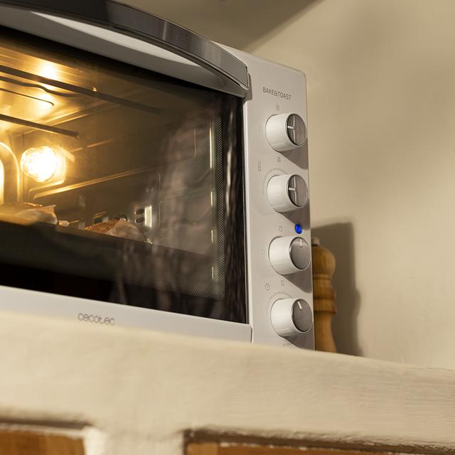 Cecotec Bake&Toast 4500 White Gyro. Horno Sobremesa de Convección de 2000 W Capacidad 45 L 12 Funciones Combinables Incluye Rustidor giratorio Acero Lacado Blanco Horno de sobremesa Outlet online