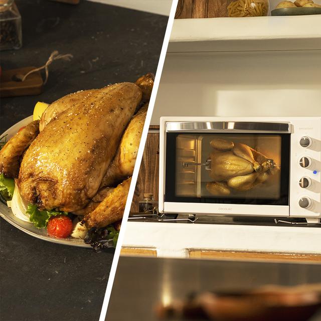 Cecotec Bake&Toast 4500 White Gyro. Horno Sobremesa de Convección de 2000 W Capacidad 45 L 12 Funciones Combinables Incluye Rustidor giratorio Acero Lacado Blanco Horno de sobremesa Outlet online