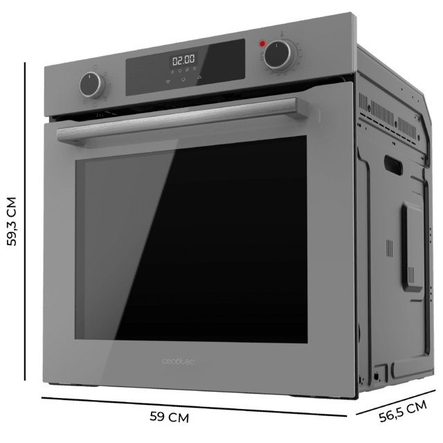 Cecotec Bolero Hexa M226000 Glass Grey A Horno Integrable Multifunción de 72L de capacidad 7 funciones Grill Defrost Steam Assist 2800W. Horno Integrable Multifunción Solo hoy