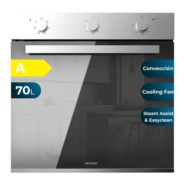 Cecotec Bolero Hexa M236000 Mirror Time A Horno Integrable Multifunción M236000 Mirror Time de 70L de capacidad 6 funciones Timer Clase A 2800W Steam Base XXL Steam Assist Steam EasyClean Cooling Fan Modo Defrost Modo Eco Modo Precios de Black Friday
