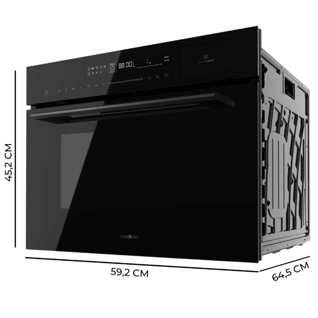 Cecotec Bolero Hexa MWS704500 Glass Black Horno Integrable Microondas de 50L de capacidad 20 funciones con Full Steam Modo Eco Defrost Steam EasyClean Electronic Timer 2880W. Horno Integrable Descuentos del mes