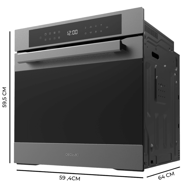 Cecotec Bolero Hexa P506000 Matt Connected A+ Horno integrable Pirolítico Matt de 81L de capacidad 11 funciones con Airfryer Master Pizza Master 3D Cooking Steam Base X2 Pirólisis Clase A+.  Horno integrable Pirolítico Última moda