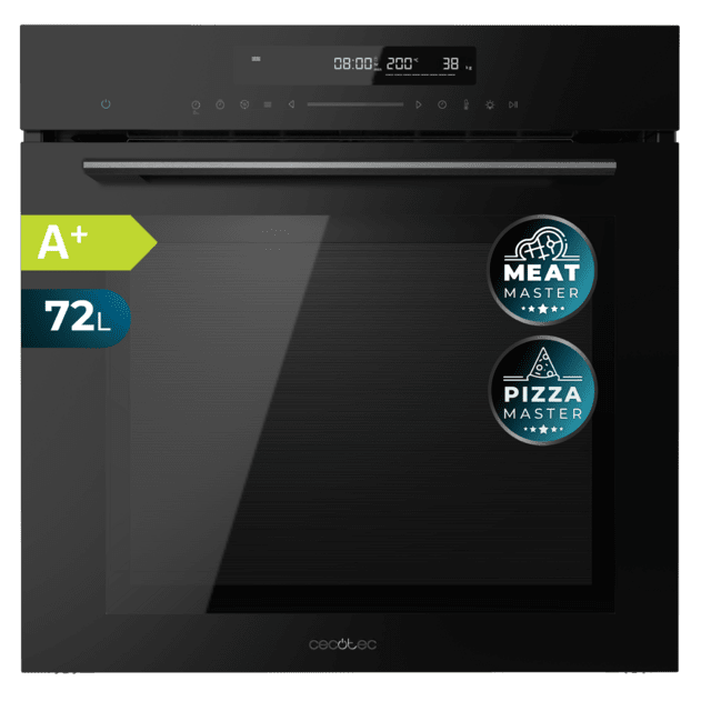 Cecotec Bolero Hexa SM406000 Glass Black A+ Horno Integrable Multifunción Glass Black Meat Master de 72 l de capacidad 12 funciones Pizza Master Modo Eco y Defrost Electronic Timer 2900 W. Horno Integrable Multifunción Rebajas de fin de temporada