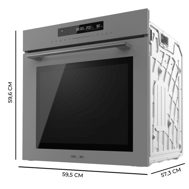 Cecotec Bolero Hexa SM406000 Glass Grey A+ Horno Integrable Multifunción Glass Grey Meat Master de 72 l de capacidad 12 funciones Pizza Master Modo Eco y Defrost Electronic Timer 2900 W. Horno Integrable Multifunción Precio ultrabajo