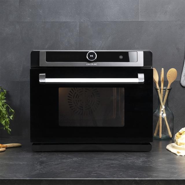 Cecotec Bake&Steam 4000 Combi Gyro Horno de vapor 3 en 1 con función vapor convección y freidora de aire 40 litros de capacidad 7 funciones de cocinado función de autolimpieza rustidor y 2400 W de potencia. Horno a vapor con Ofertas