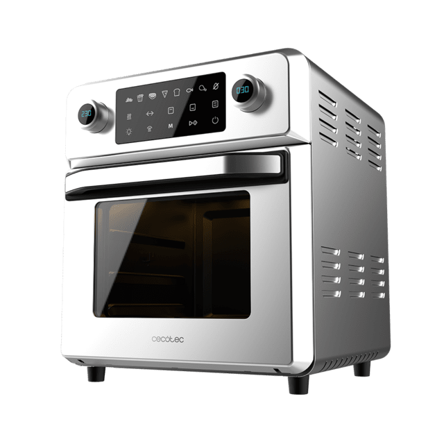 Cecotec Bake&Fry Touch. Horno de Aire Caliente con 1700 W Capacidad 14 Litros Convección Pantalla Táctil 9 Funciones Acero Inoxidable Temperatura regulable Horno freidora de 14 litros de capacidad y 1700 W de potencia Rebajas de fábrica