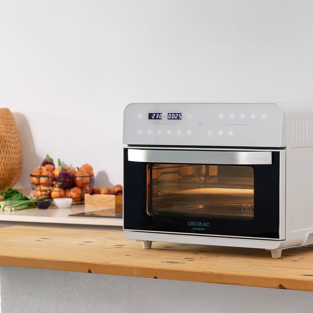 Cecotec Bake&Fry 3000 Touch White. Horno Freidora de Aire Caliente con 1800 W Capacidad 30 L Convección Pantalla Táctil 18 Funciones preestablecidas Temporizador Blanco Horno freidora de 30 litros de capacidad y 1800 W de pote Mejor oferta