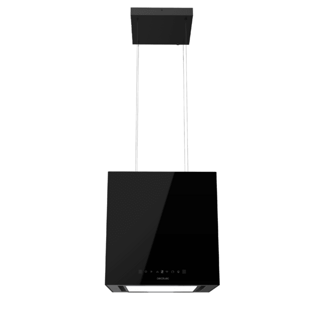 Cecotec Bolero Flux CCT 448000 Glass Black A++ Campana colgante cuadrada de 44cm de ancho acabado vidrio negro succión 800m3/h Motor 210W Clase A++ control táctil 3 niveles de potencia Booster luz filtro de carbono Hand Moveme Rebajas top