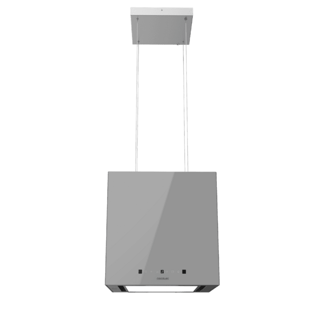 Cecotec Bolero Flux CCT 448000 Glass Grey A++ Campana colgante cuadrada de 44cm de ancho acabado vidrio gris succión 800m3/h Motor 210W Clase A++ control táctil 3 niveles de potencia Booster luz filtro de carbono Hand Movement Envío gratis