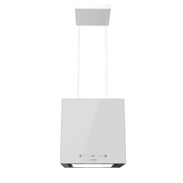 Cecotec Bolero Flux CCT 448000 Glass White A++ Campana colgante cuadrada Bolero Flux CCT 448000 Glass White A++ de 44cm de ancho acabado vidrio blanco succión 800m3/h Motor 210W Clase A++ control táctil 3 niveles de potencia B Oferta especial