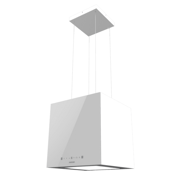 Cecotec Bolero Flux CCT 448000 Glass White A++ Campana colgante cuadrada Bolero Flux CCT 448000 Glass White A++ de 44cm de ancho acabado vidrio blanco succión 800m3/h Motor 210W Clase A++ control táctil 3 niveles de potencia B Oferta especial