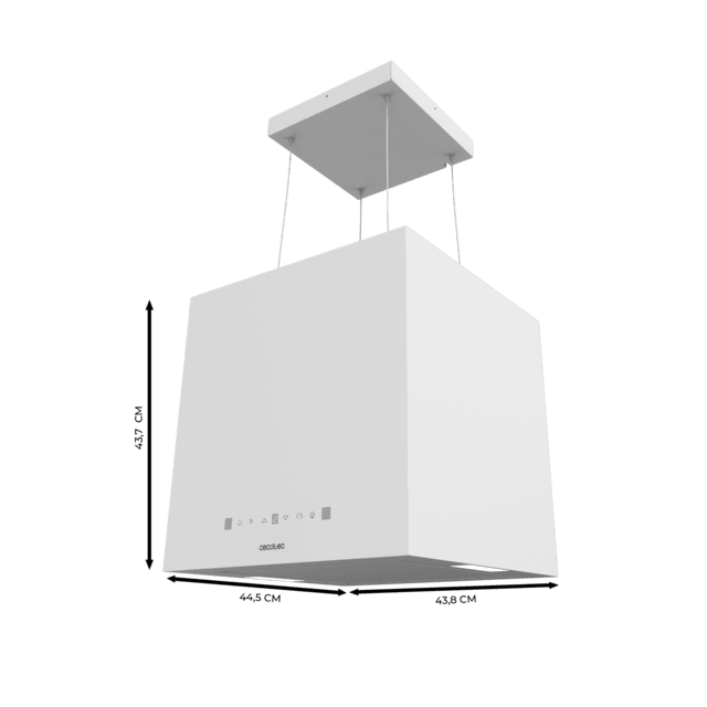 Cecotec Bolero Flux CCT 448000 White A++ Campana colgante cuadrada de 44cm de ancho acabado blanco succión 800m3/h Motor 210W Clase A++ control táctil 3 niveles de potencia Booster luz filtro de carbono Hand Movement Control y Envío gratis