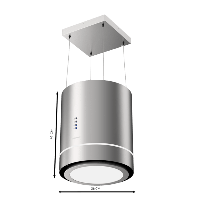 Cecotec Bolero Flux CRE 448000 Inox A++ Campana colgante redonda Bolero Flux CRE 448000 Inox A++ de 38cm de diametro acabado inox succión 712m3/h Motor 210W Clase A++ control electrónico 3 niveles de potencia luz filtro de car Últimos 3 días