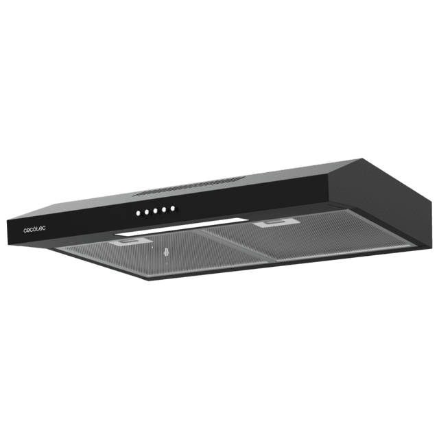 Cecotec Bolero Flux CM 602200 Black B Campana extractora convencional de 60cm de ancho acabado negro potencia succión 220m3/h Motor 70W Clase B control mecánico 3 niveles de potencia y luz. Campana extractora convencional Promoción por tiempo limitado