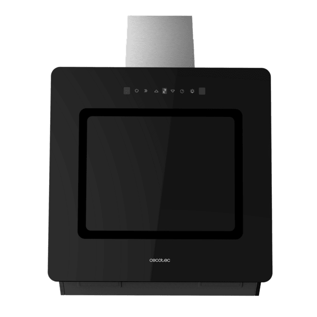 Cecotec Bolero Flux DT 608002 Glass Black A++ Campana decorativa de 60cm de ancho acabado frontal vidrio negro chimenea inox succión 800m3/h Motor 210W Clase A++ control táctil 3 niveles de potencia Booster luz filtro de carbo Solo queda un día