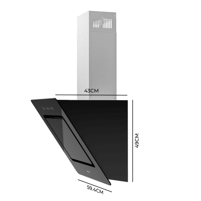 Cecotec Bolero Flux DT 608002 Glass Black A++ Campana decorativa de 60cm de ancho acabado frontal vidrio negro chimenea inox succión 800m3/h Motor 210W Clase A++ control táctil 3 niveles de potencia Booster luz filtro de carbo Solo queda un día