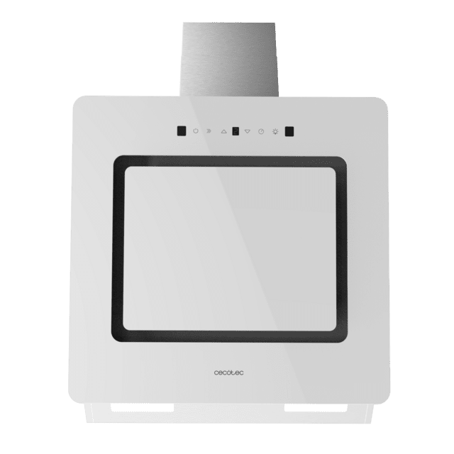 Cecotec Bolero Flux DT 608002 Glass White A++ Campana decorativa de 60cm de ancho acabado frontal vidrio blanco chimenea inox succión 800m3/h Motor 210W Clase A++ control táctil 3 niveles de potencia Booster luz filtro de carb Superdescuento