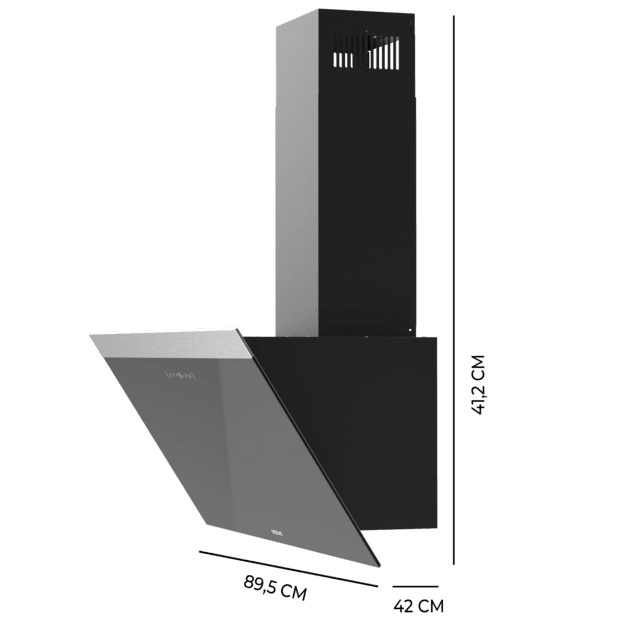 Cecotec Bolero Flux DT 906500 Glass Black A Campana decorativa de 90cm de ancho acabado frontal vidrio negro chimenea negra succión 650m3/h Motor 165W Clase A control táctil 3 niveles de potencia Booster luz filtro de carbono Liquidación