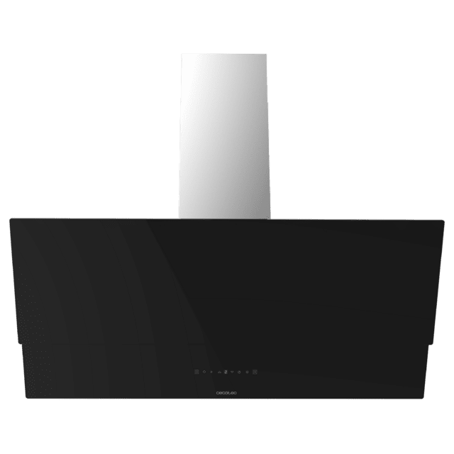 Cecotec Bolero Flux DT 908001 Glass Black A++ Campana decorativa Bolero Flux DT 908001 Glass Black A++ de 90cm de ancho acabado frontal vidrio negro chimenea inox succión 800m3/h Motor 210W Clase A++ control táctil 3 niveles d Envío internacional gratuito