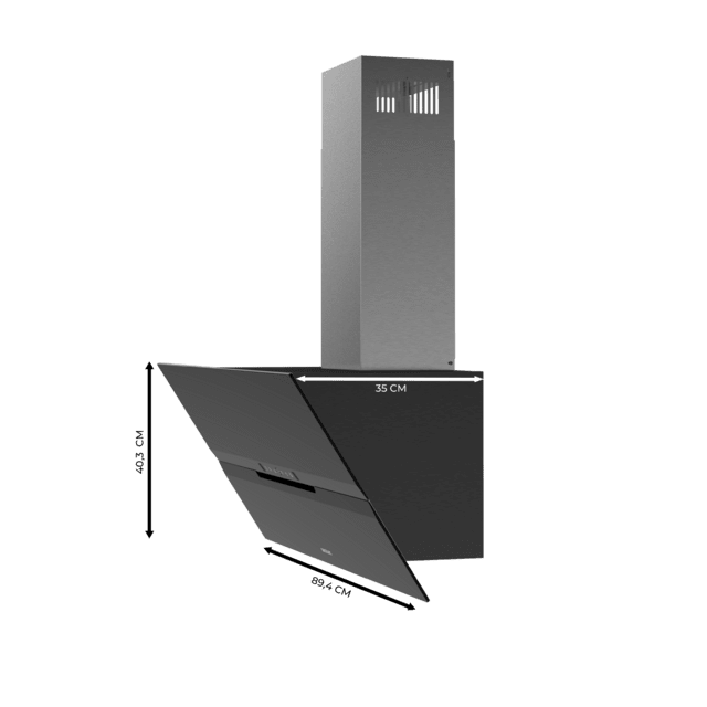Cecotec Bolero Flux DT 908010 Glass Black A++ Campana decorativa de 90cm de ancho acabado frontal vidrio negro mate chimenea inox succión 800m3/h Motor 210W Clase A++ control táctil 3 niveles de potencia Booster luz filtro de Limitado a 3 días