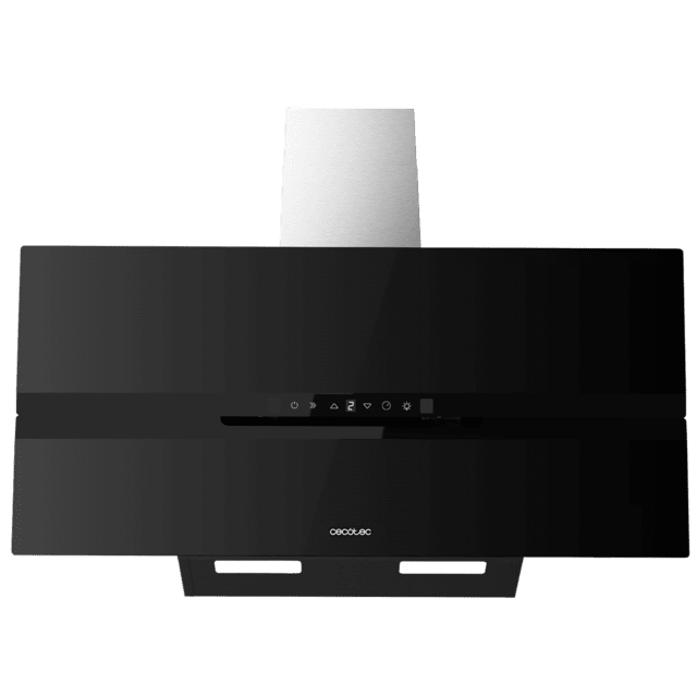Cecotec Bolero Flux DT 908010 Glass Black A++ Campana decorativa de 90cm de ancho acabado frontal vidrio negro mate chimenea inox succión 800m3/h Motor 210W Clase A++ control táctil 3 niveles de potencia Booster luz filtro de Limitado a 3 días