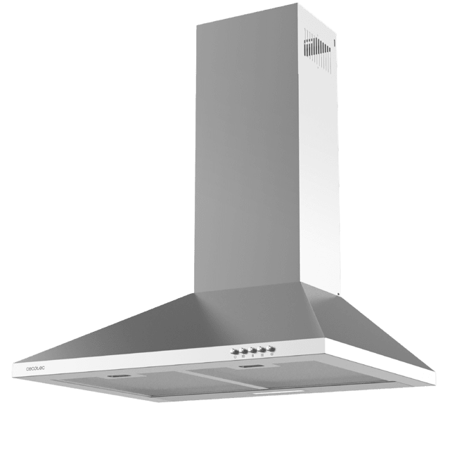 Cecotec Bolero Flux PM 603500 Inox B Campana piramidal de 60cm de ancho acabado inox succión 350m3/h Motor 65W Clase B control mecánico 3 niveles de potencia luz y filtro de carbono. Campana extractora piramidal  Libre de impuestos