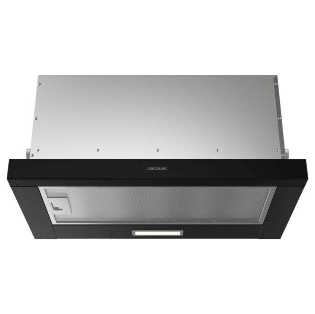 Cecotec Bolero Flux TLM 603500 Black A Campana extratora telescópica de 60cm de ancho acabado negro potencia succión 350m3/h Motor 70W Clase A control mecánico 2 niveles de potencia y filtro de carbono. Campana extratora tele Precio ultrabajo