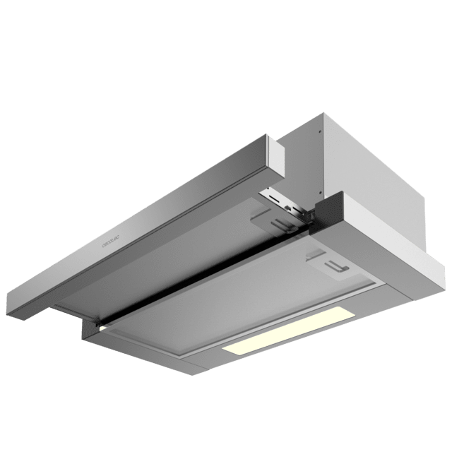 Cecotec Bolero Flux TLM 606500 Inox A Campana extratora telescópica de 60cm de ancho acabado inox potencia succión 650m3/h Motor 165W Clase A control mecánico 2 niveles de potencia y filtro de carbono. Campana extratora teles En línea