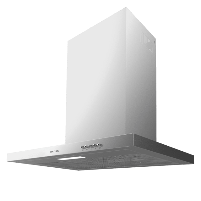 Cecotec Bolero Flux TM 603500 Inox A Campana T de 60cm de ancho acabado inox succión 350m3/h Motor 70W Clase A control mecánico 3 niveles de potencia luz y filtro de carbono. Campana T Outlet