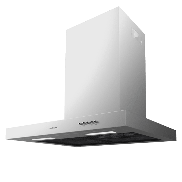 Cecotec Bolero Flux TM 606500 Inox A Campana T de 60cm de ancho acabado inox succión 650m3/h Motor 165W Clase A control mecánico 3 niveles de potencia luz y filtro de carbono. Campana T Rebajas