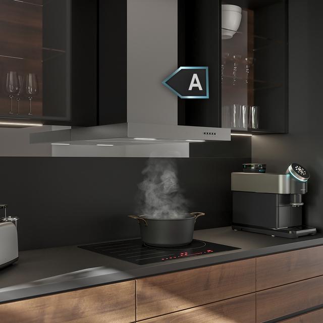 Cecotec Bolero Flux TM 606500 Inox A Campana T de 60cm de ancho acabado inox succión 650m3/h Motor 165W Clase A control mecánico 3 niveles de potencia luz y filtro de carbono. Campana T Rebajas