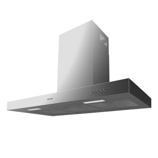 Cecotec Bolero Flux TM 906500 Inox A Campana T de 90cm de ancho acabado inox succión 650m3/h Motor 165W Clase A control mecánico 3 niveles de potencia luz y filtro de carbono. Campana T Venta caliente
