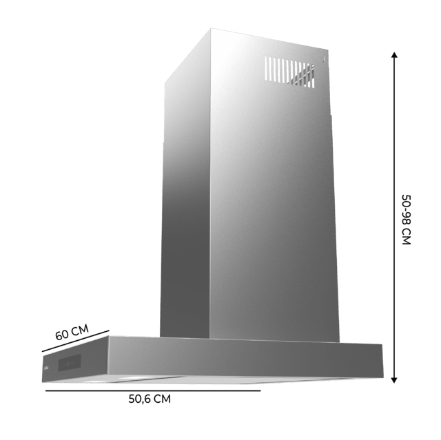 Cecotec Bolero Flux TT 608000 Slim Glass Black A++ Campana T de 60cm de ancho acabado inox succión 800m3/h Motor 210W Clase A++ display táctil glass black 3 niveles de potencia Booster luz filtro de carbono Hand Movement Contr Gran oferta