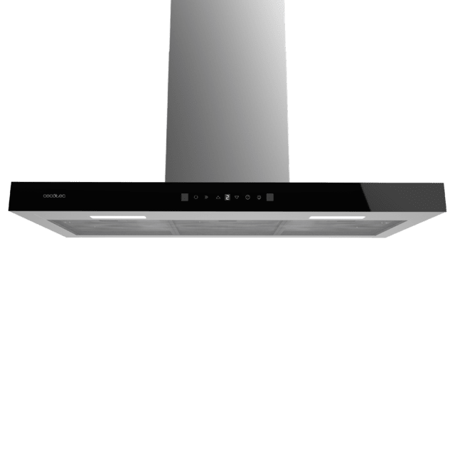 Cecotec Flux TT 905500 Glass Black A++ Campana T de 90cm de ancho acabado frontal cristal negro succión 550m3/h Motor 70W Clase A++ control táctil 3 niveles de potencia luz filtro de carbono Hand Movement Control y Delay Funct Los más vendidos