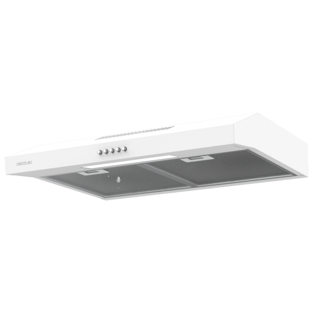 Cecotec Bolero Flux CM 602200 White B Campana extractora convencional de 60cm de ancho acabado blanco potencia succión 220m3/h Motor 70W Clase B control mecánico 3 niveles de potencia y luz. Campana extractora convencional Descuento