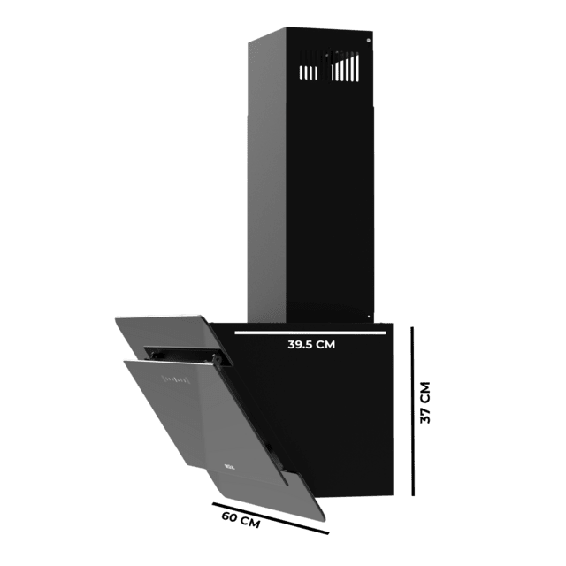 Cecotec Bolero Flux DT 608000 Glass Black A++ Campana decorativa de 60cm de ancho acabado frontal vidrio negro succión 800m3/h Motor 210W Clase A++ control táctil 3 niveles de potencia Booster luz filtro de carbono y Hand Move Tienda
