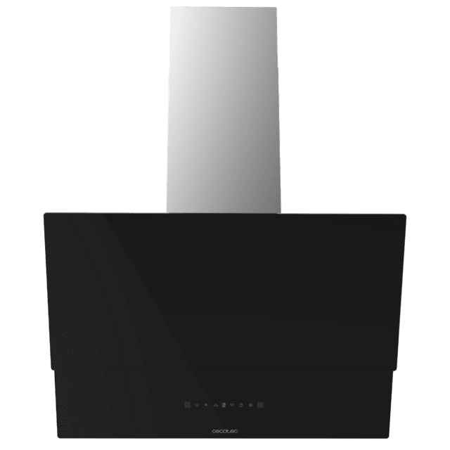 Cecotec Bolero Flux DT 608001 Glass Black A++ Campana decorativa de 60cm de ancho acabado frontal vidrio negro chimenea inox succión 800m3/h Motor 210W Clase A++ control táctil 3 niveles de potencia Booster luz filtro de carbo Liquidación