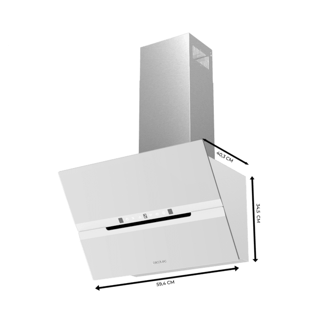 Cecotec Bolero Flux DT 608010 Glass White A++ Campana decorativa de 60cm de ancho acabado frontal vidrio blanco chimenea inox succión 800m3/h Motor 210W Clase A++ control táctil 3 niveles de potencia Booster luz filtro de carb Mejor oferta