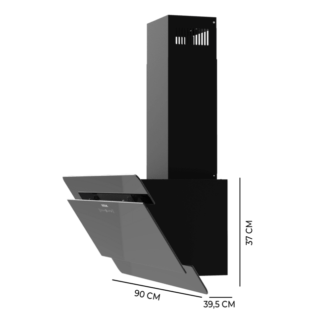 Cecotec Bolero Flux DT 908000 Glass Black A++ Campana decorativa Bolero Flux DT 908000 Glass Black A++ de 90cm de ancho acabado frontal vidrio negro chimenea negra succión 800m3/h Motor 210W Clase A++ control táctil 3 niveles Rebajas online