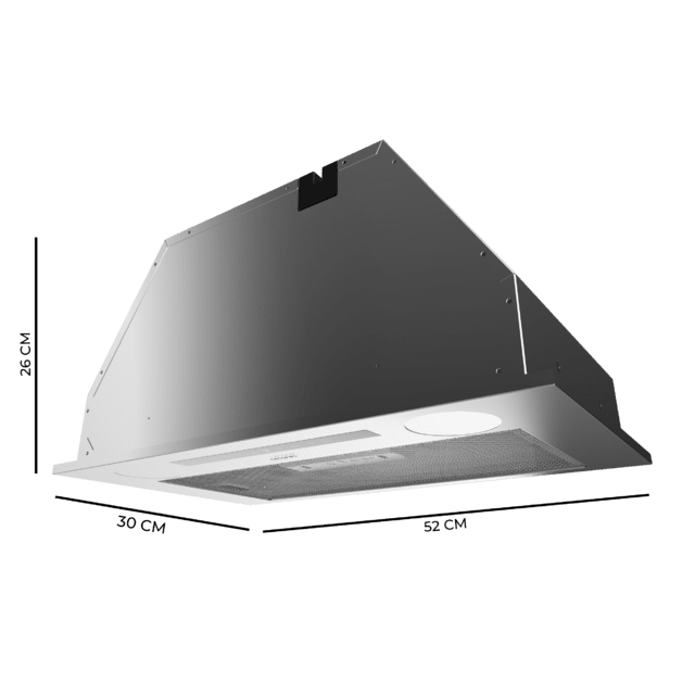 Cecotec Bolero Flux IT 525500 Inox A++ Campana integral de 52cm de ancho acabado inox potencia succión 550m3/h Motor 70W Clase A++ control táctil 3 niveles de potencia Booster Luz y filtro de carbono. Campana integral  Envío gratis