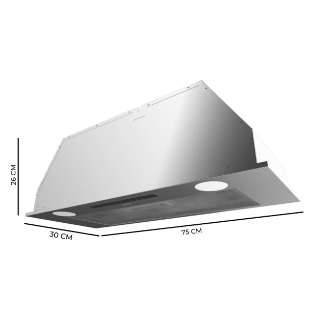 Cecotec Bolero Flux IT 755500 Inox A++ Campana integral de 75cm de ancho acabado inox potencia succión 550m3/h Motor 70W Clase A++ control táctil 3 niveles de potencia Booster Luz y filtro de carbono. Campana integral  Oferta especial
