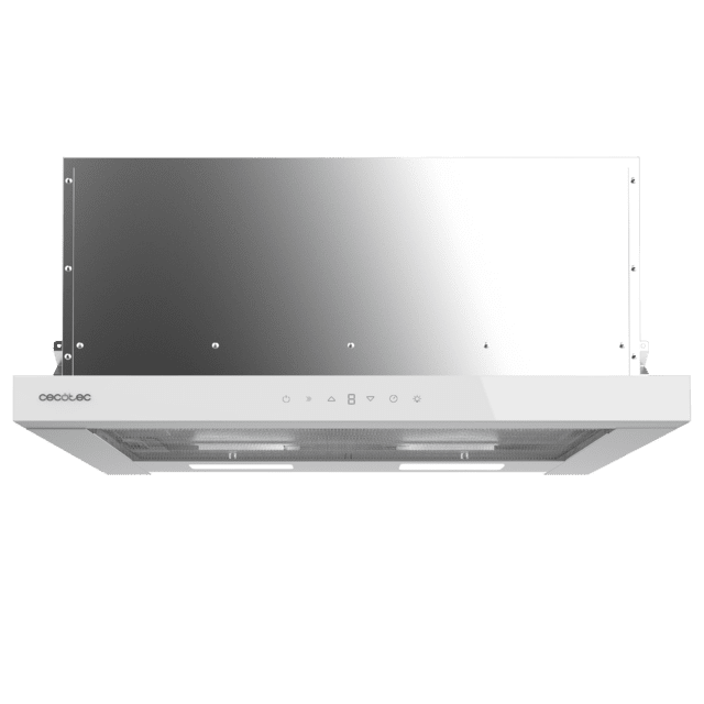 Cecotec Bolero Flux TLT 605500 Glass White A++ Campana extratora telescópica de 60cm de ancho acabado frontal vidrio blanco potencia succión 550m3/h Motor 70W Clase A++ control táctil con filtro de carbono y Hand Movement Con Últimos 3 días