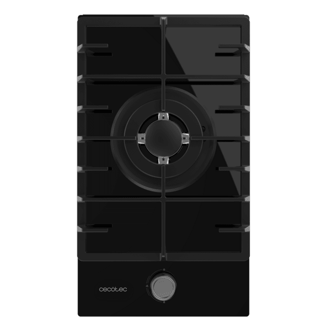 Cecotec Bolero Squad G 1200F Glass Black Placa de gas 1 fuego acabado en cristal negro parrilla completa de hierro fundido potencia de 3 5kW quemador WOK triple corona encendido eléctrico sistema de seguridad de las válvulas p Últimos 2 días