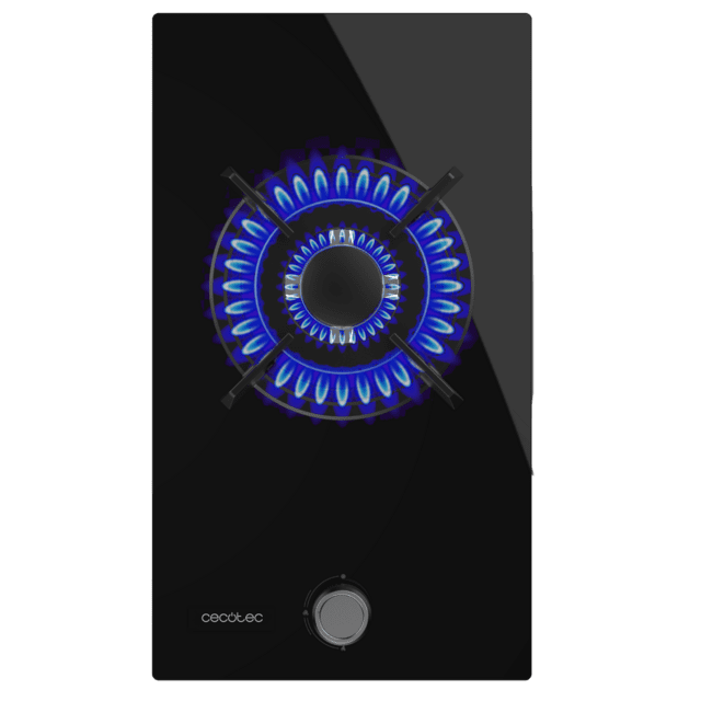 Cecotec Bolero Squad G 1200S Glass Black Placa de gas 1 fuego acabado en cristal negro parrillas individuales de hierro fundido potencia de 3 5kW quemador WOK triple corona encendido eléctrico sistema de seguridad de las válvu Precio de fábrica