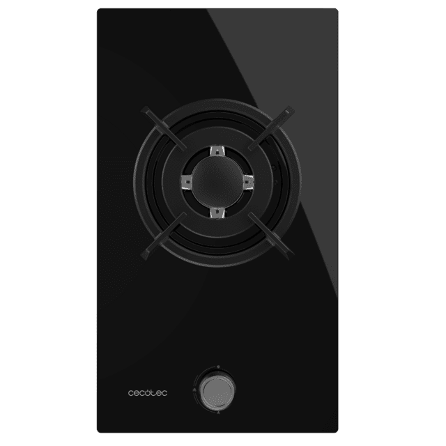 Cecotec Bolero Squad G 1200S Glass Black Placa de gas 1 fuego acabado en cristal negro parrillas individuales de hierro fundido potencia de 3 5kW quemador WOK triple corona encendido eléctrico sistema de seguridad de las válvu Precio de fábrica