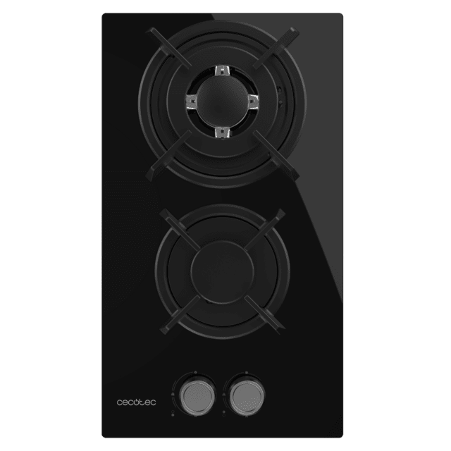 Cecotec Bolero Squad G 2200S Glass Black Placa de gas 2 fuegos acabado en cristal negro parrillas individuales de hierro fundido potencia de 5 25kW quemador WOK triple corona encendido eléctrico sistema de seguridad de las vál Solo queda un día