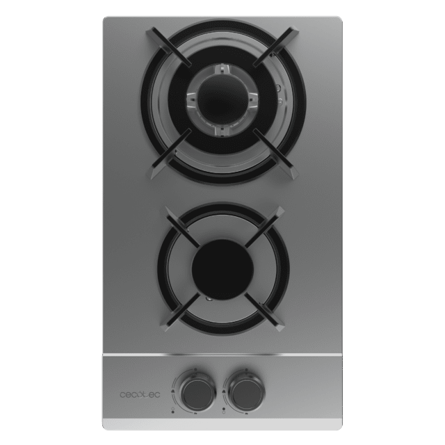 Cecotec Bolero Squad G 2200S Inox Placa de gas 2 fuegos acabado en acero inoxidable parrillas individuales de hierro fundido potencia de 5 25kW quemador WOK triple corona encendido eléctrico sistema de seguridad de las válvula Superdescuento