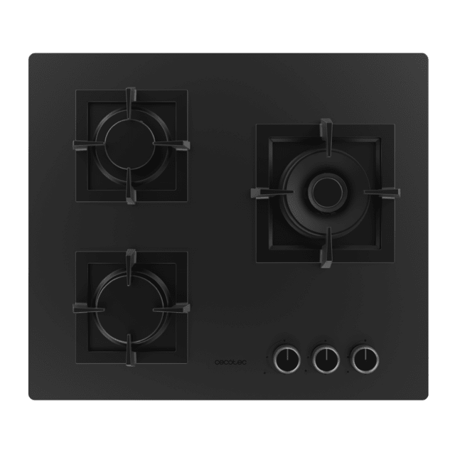 Cecotec Bolero Squad G 3800S Eternal Nano Glass Placa de gas 3 fuegos acabado en cristal negro mate parrillas individuales de hierro fundido potencia de 10 35kW quemador Eternal encendido eléctrico sistema de seguridad de las v Limitado a 3 días