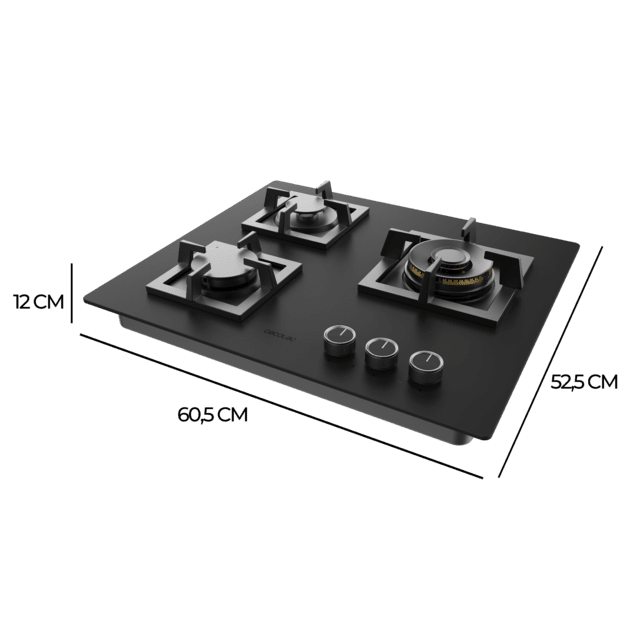 Cecotec Bolero Squad G 3800S Eternal Nano Glass Placa de gas 3 fuegos acabado en cristal negro mate parrillas individuales de hierro fundido potencia de 10 35kW quemador Eternal encendido eléctrico sistema de seguridad de las v Limitado a 3 días